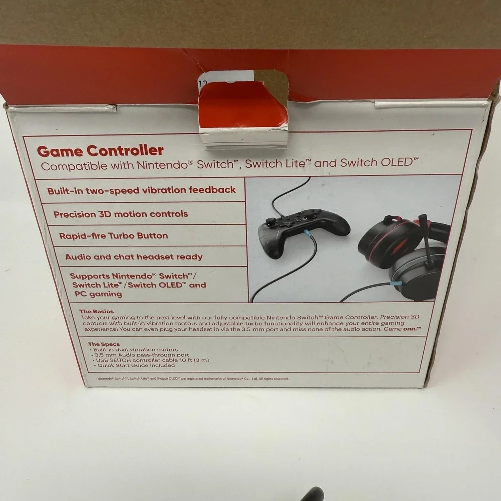 Onn Game Controller Nintendo Switch Switch Lite OLED Wired 10ft Black‎ Gamepad